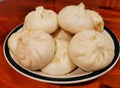 Homemade steamed stuffed buns on a plate