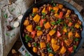 Homemade stew with pumpkin, kidney beans and ground beef Royalty Free Stock Photo