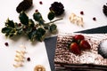 Homemade strawberry Christmas cake Royalty Free Stock Photo