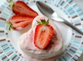 Homemade strawberry ice-cream dessert semifreddo