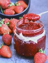 Homemade strawberry jam with fresh handpicked fruit