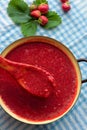 Homemade strawberry jam (marmelade) cooking Royalty Free Stock Photo