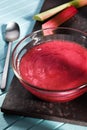 Homemade strawberry jam with rhubarb Royalty Free Stock Photo