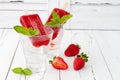 Homemade strawberry mint - ice pops - popsicles - paletas.