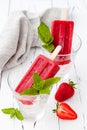 Homemade strawberry mint - ice pops - popsicles - paletas.