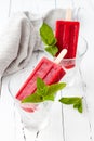 Homemade strawberry mint - ice pops - popsicles - paletas.