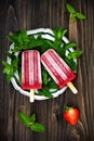 Homemade strawberry mint - ice pops - popsicles - paletas.