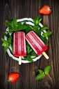 Homemade strawberry mint - ice pops - popsicles - paletas.