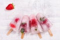 Homemade strawberry popsicle stick