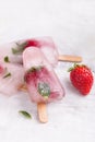 Homemade strawberry popsicle stick Royalty Free Stock Photo