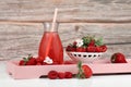 Homemade strawberry and raspberry fruit lemonade in jar Royalty Free Stock Photo