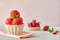 Homemade strawberry, red berry ice cream , sorbet with mint leaves and fresh strawberries Royalty Free Stock Photo