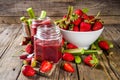 Homemade strawberry rhubarb jam Royalty Free Stock Photo