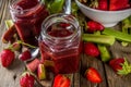 Homemade strawberry rhubarb jam Royalty Free Stock Photo