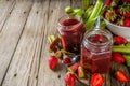 Homemade strawberry rhubarb jam Royalty Free Stock Photo