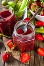 Homemade strawberry rhubarb jam Royalty Free Stock Photo