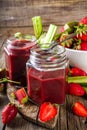 Homemade strawberry rhubarb jam Royalty Free Stock Photo