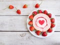 homemade strawberry roll cake on white plate Royalty Free Stock Photo