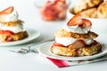Homemade strawberry shortcakes, ready for eating. Royalty Free Stock Photo