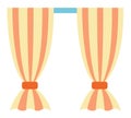 Striped curtains with cornice vector icon flat isolated