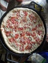 Homemade stuffed crust pizza for a Birthday party Royalty Free Stock Photo