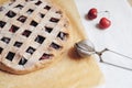 Homemade summer cherry pie filled with fresh berries Royalty Free Stock Photo