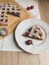 Homemade summer cherry pie filled with fresh berries Royalty Free Stock Photo