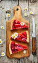 Homemade summer strawberry jelly cake Royalty Free Stock Photo