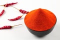 Indian cooking- Spicy fresh organic red chilly powder. Royalty Free Stock Photo