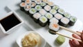 Homemade sushi rolls japanese cuisine food Royalty Free Stock Photo