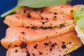 Homemade Swedish gravlax with beetroot salad and horseradish dip.