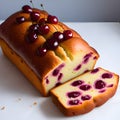 homemade sweet cake with cherry, cherries and blueberries, Ai generated