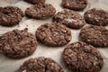 Homemade sweet chocolate cookies on baking paper