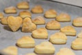 Homemade sweet cookies in the shape of hearts. Home comfort in the kitchen.