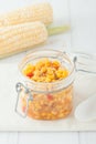 Homemade sweet corn and peppers Royalty Free Stock Photo