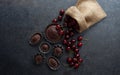 Homemade sweet cupcake and cherry background