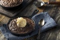 Homemade Sweet Dark Chocolate Brownie in a Skillet