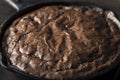 Homemade Sweet Dark Chocolate Brownie in a Skillet