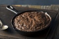 Homemade Sweet Dark Chocolate Brownie in a Skillet