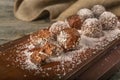 Homemade chocolate balls with coconut