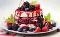 Homemade Sweet dessert bakery and fresh berries, raspberry, blueberry cake Royalty Free Stock Photo