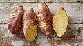 Homemade sweet potato top down photo in soft light with realistic, neutral colors