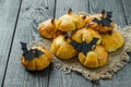 Homemade sweet pumpkin buns for Halloween