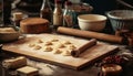 Homemade sweet shortbread baked in rustic domestic kitchen using fresh flour generated by AI