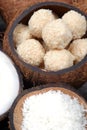 Homemade sweets in a coconut bowl Royalty Free Stock Photo