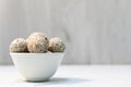 Homemade sweets energy balls made from superfoods like seeds, nuts and dried fruits. Royalty Free Stock Photo