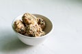 Homemade sweets energy balls made from superfoods like seeds, nuts and dried fruits. Royalty Free Stock Photo