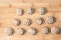 Homemade sweets energy balls made from superfoods like seeds, nuts and dried fruits. Royalty Free Stock Photo