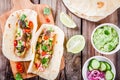 Homemade tacos with salmon Royalty Free Stock Photo