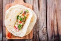 Homemade tacos with salmon Royalty Free Stock Photo